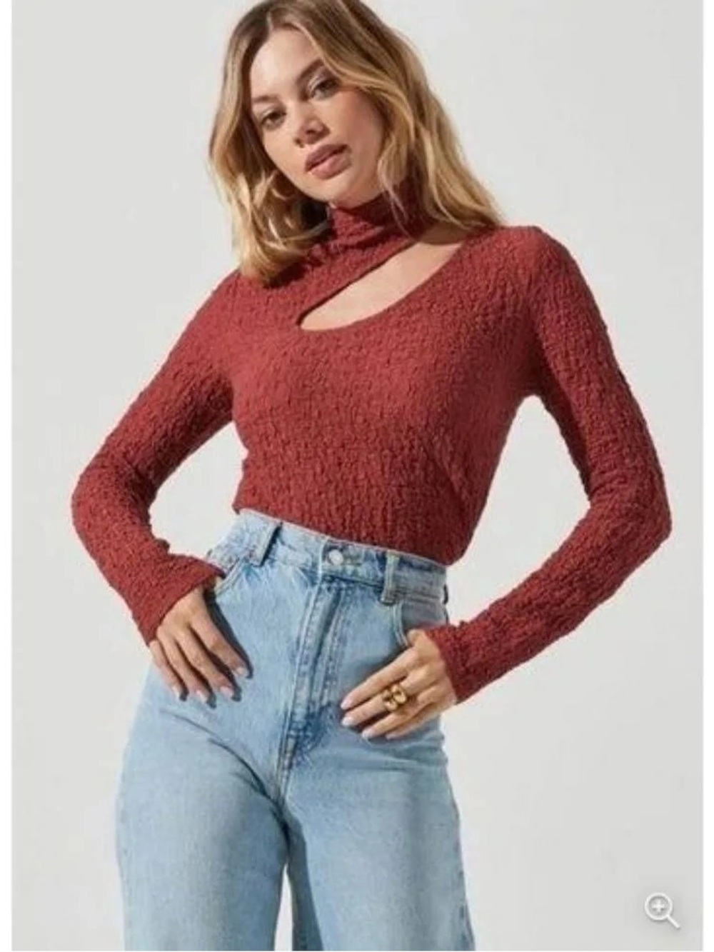 Astr Off-the-Shoulder Textured Cutout Sweater - Burgundy